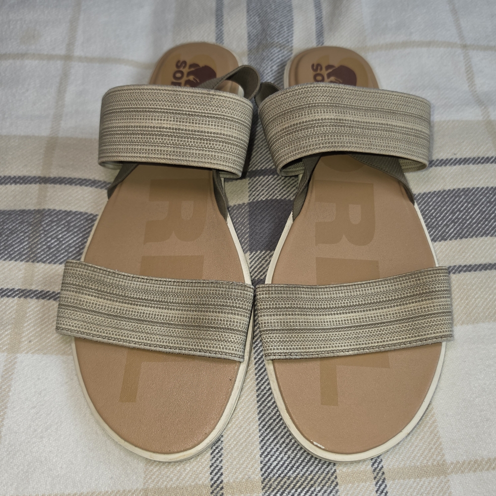 Sorel Beige Tan Slide Sandals